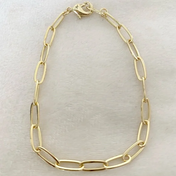 New Gold Paperclip Link Chain Bracelet - Picture 1 of 6